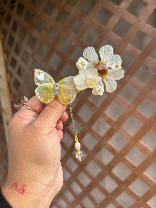 Butterfly & Flowers Hair Clip