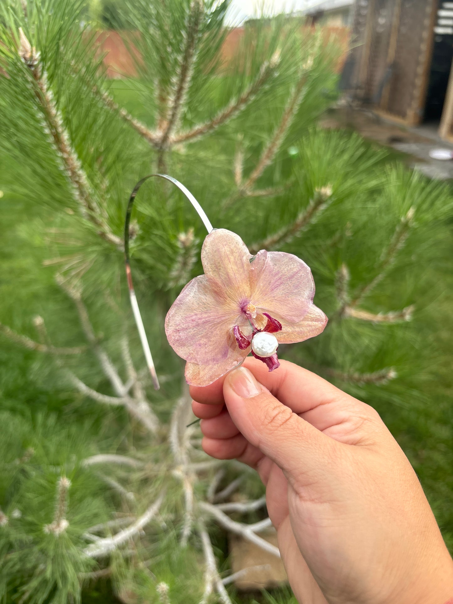 Medium Orchid Headband with Pearl
