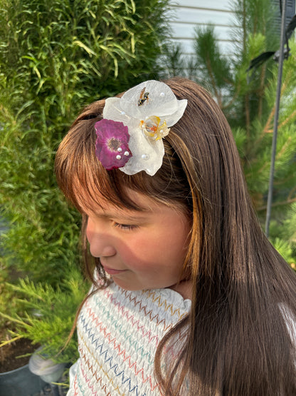 White Orchid Headband with Wasp