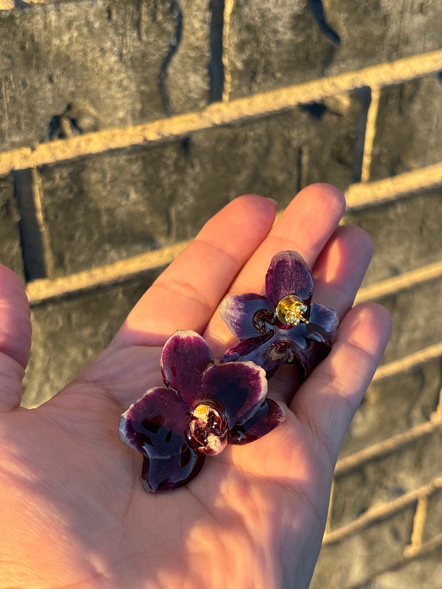 Dark Purple Mini Orchid Stud Earrings 💜🌱✨