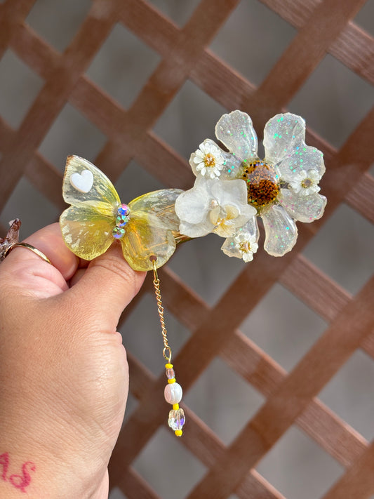 Butterfly & Flowers Hair Clip