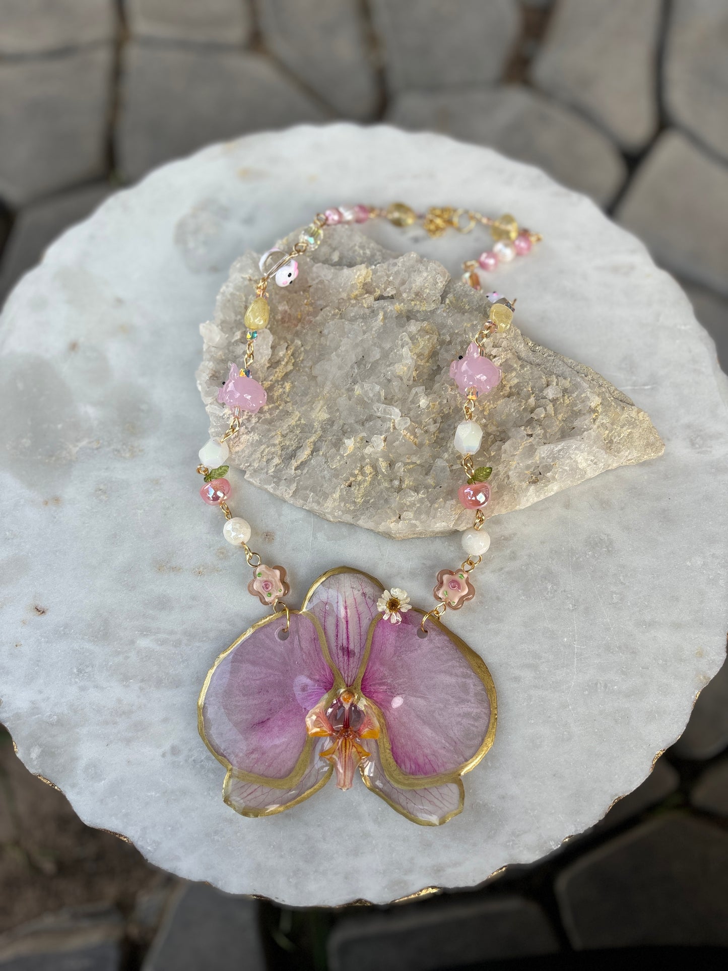 Collar de Orquídea Rosa XL