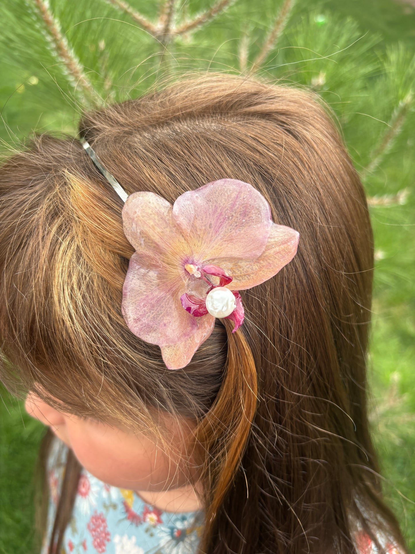 Medium Orchid Headband with Pearl