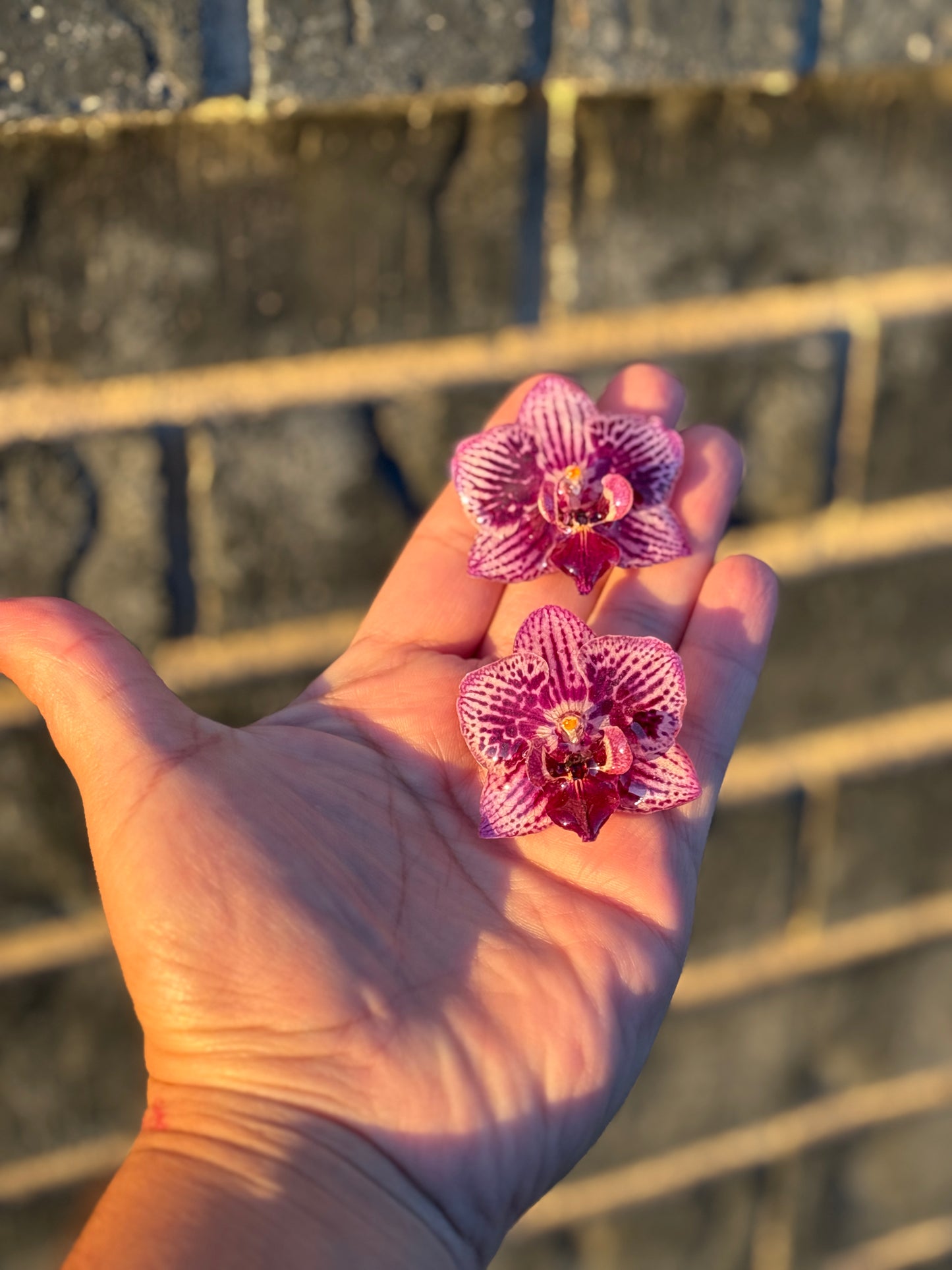 Mini Orchid Stud Earrings (Pueple+White) 💜🌱✨