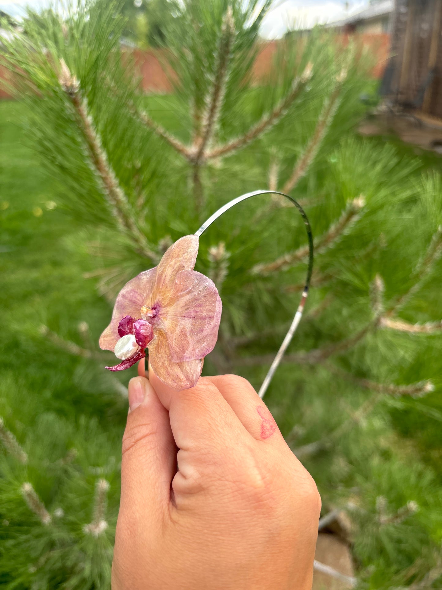 Medium Orchid Headband with Pearl